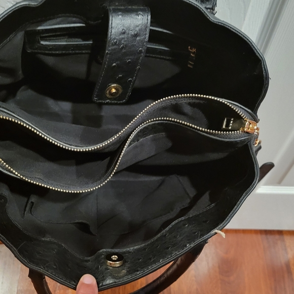 BEBE Handbag with coin purse 14' Ostrich Black - Picture 4 of 9